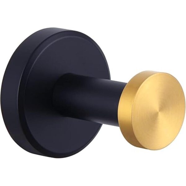 Gancho de toalla negro y dorado ángulo simple SUS304