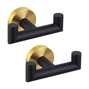 Toalla doble gancho negro y dorado ángulo simple 2