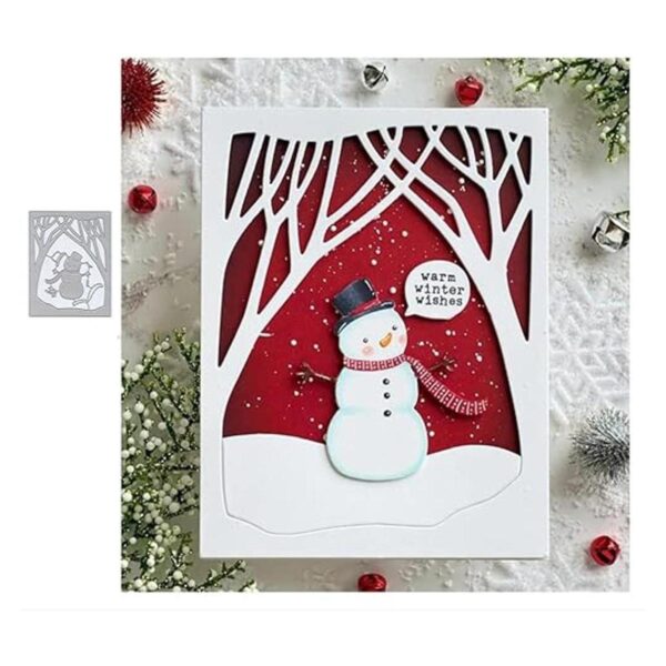 Snowman Trees Frame Metal Die CutsSnowman Trees Cutting_1