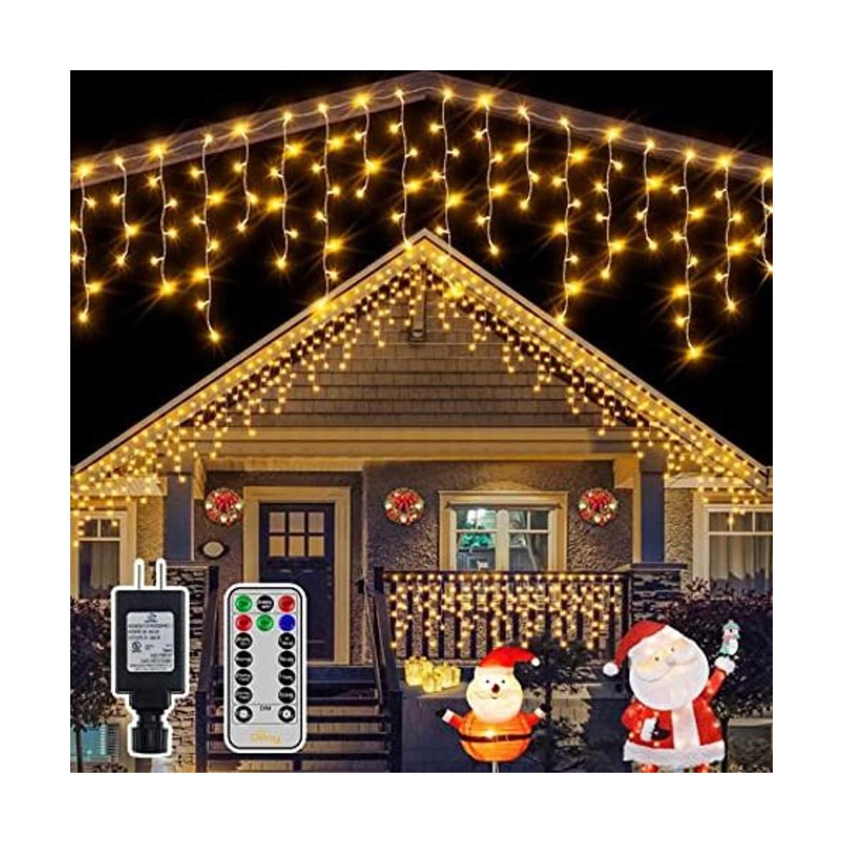 Ollny Luces de Navidad de carámbano para exteriores 486