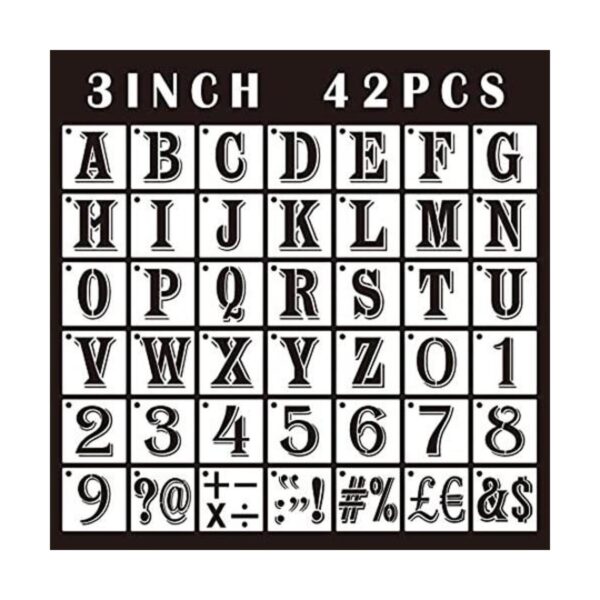 42 plantillas de letras de 3 pulgadas de plástico