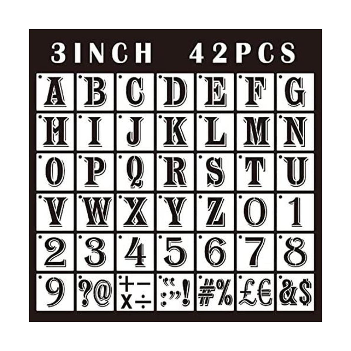 42 plantillas de letras de 3 pulgadas de plástico