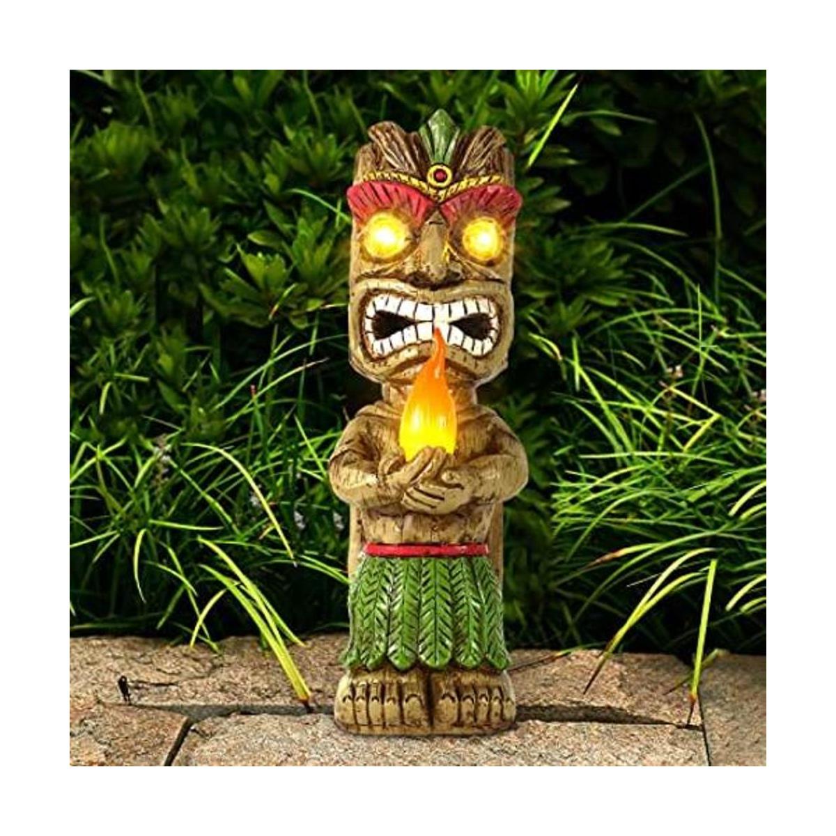 MIBUNG Estatua de jardín solar Tiki estatua de resina