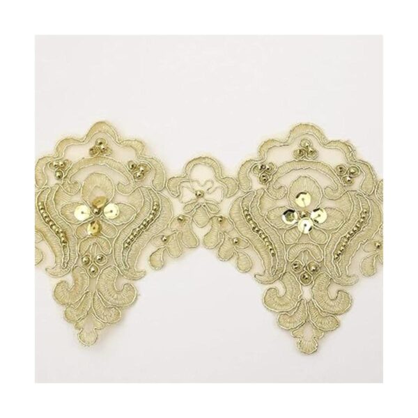IDONGCAI Cinta de lentejuelas con borde de encaje dorado_5