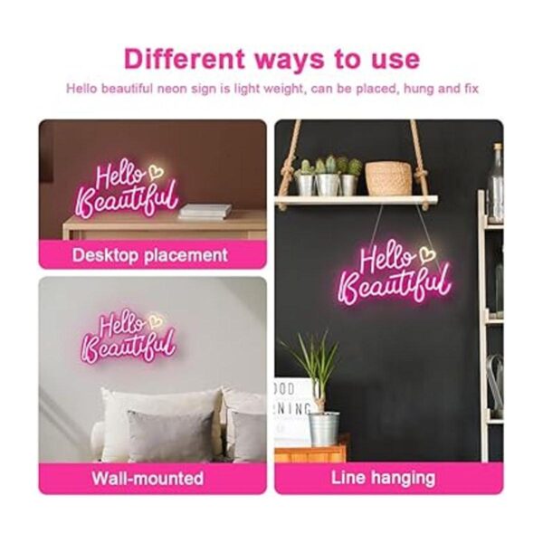 Hello Beautiful Neon Sign for Wall Decor Girls Room_6