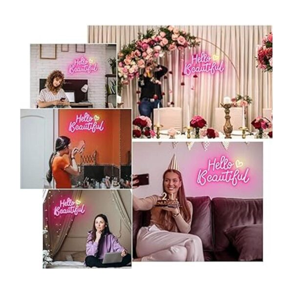 Hello Beautiful Neon Sign for Wall Decor Girls Room_5