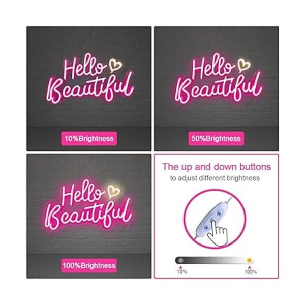 Hello Beautiful Neon Sign for Wall Decor Girls Room_4
