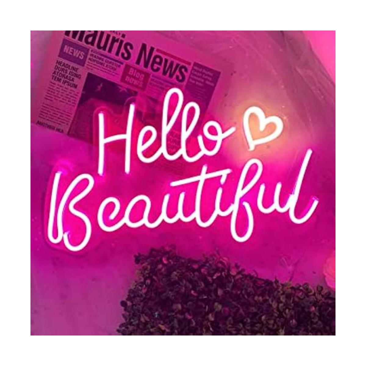 Hello Beautiful Neon Sign for Wall Decor Girls Room