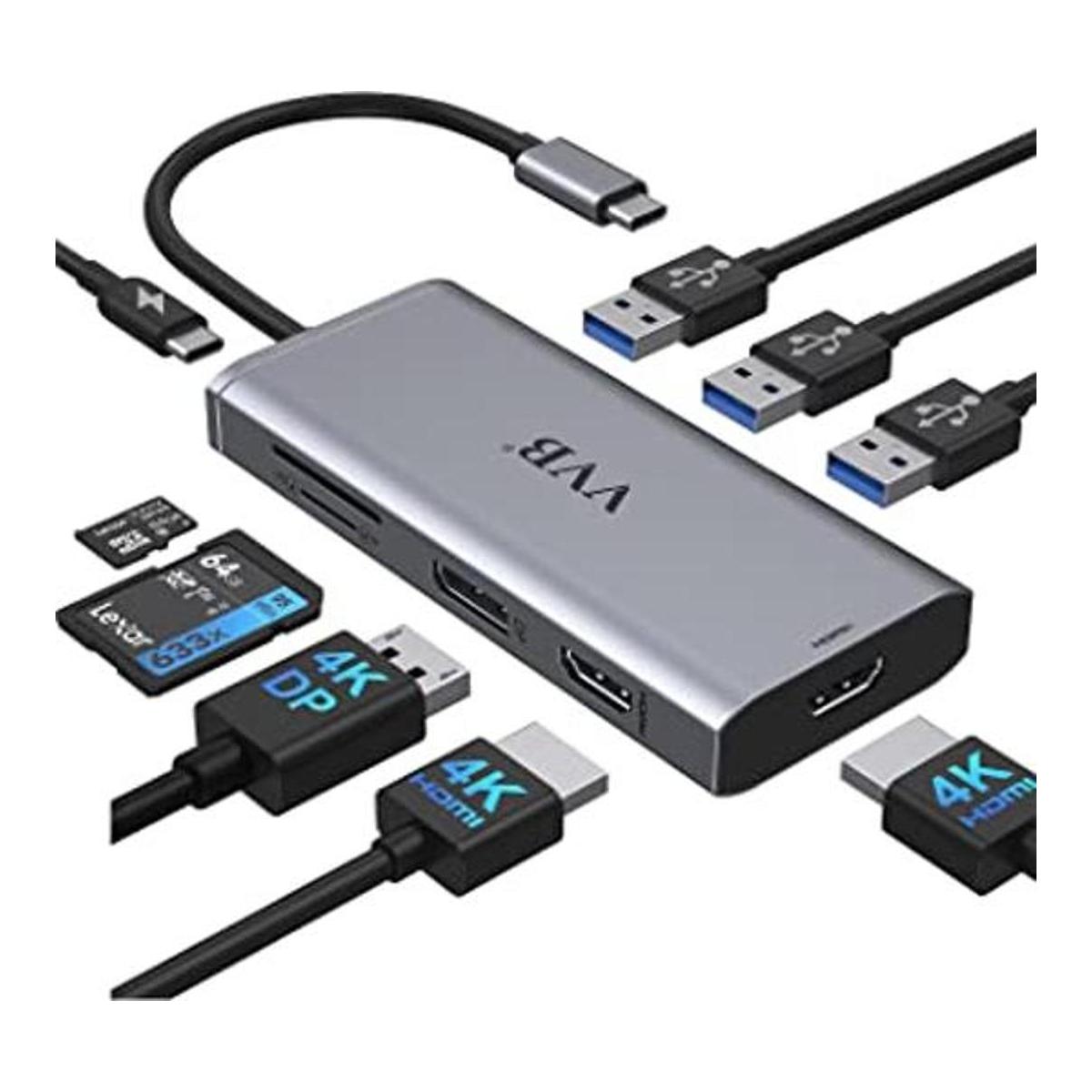 Estación de acoplamiento USB C con monitor dual estación