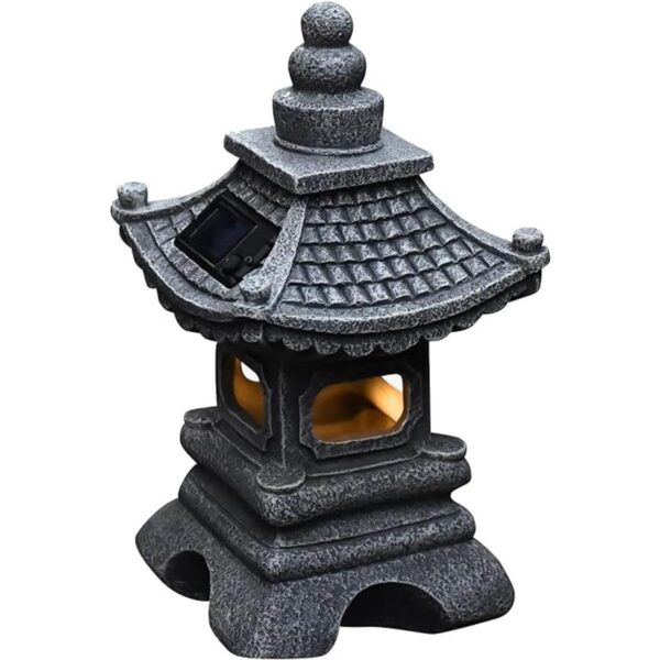 Gardenfans Farol solar LED de pagoda para jardín estatua_1