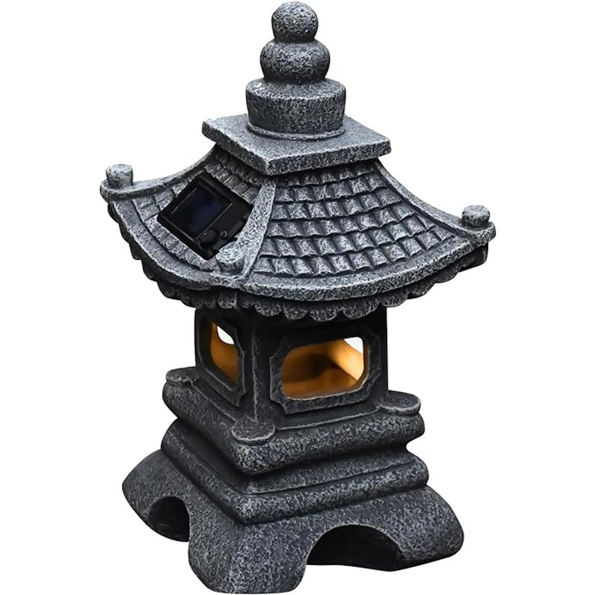 Gardenfans Farol solar LED de pagoda para jardín estatua