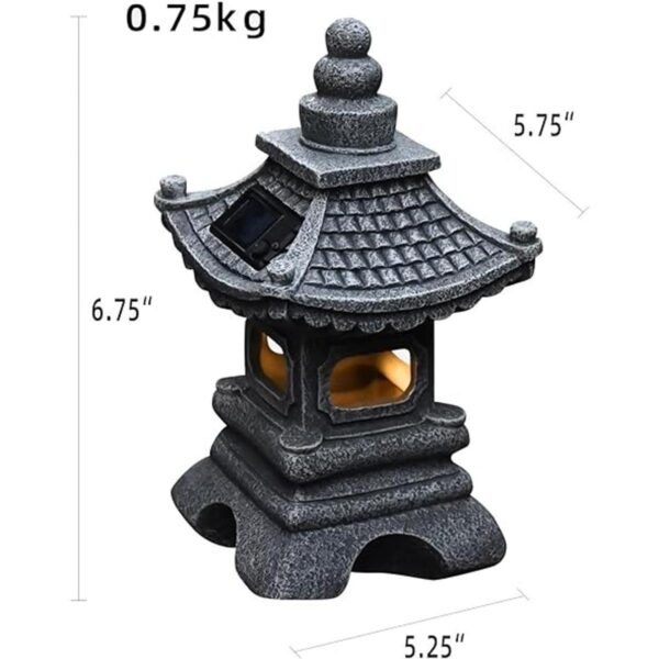 Gardenfans Farol solar LED de pagoda para jardín estatua_4