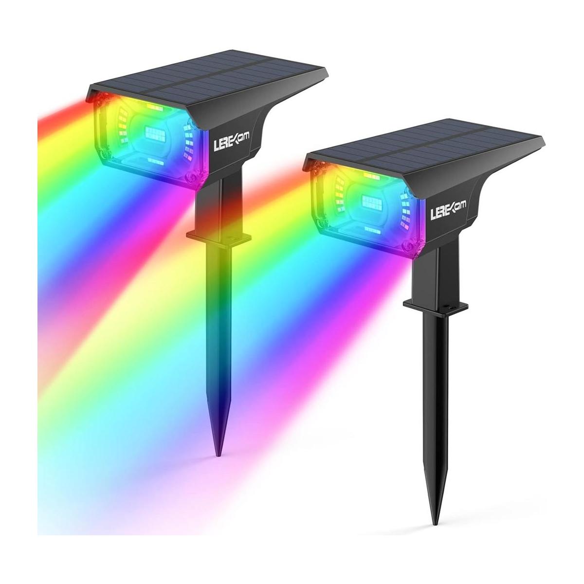LEREKAM Focos solares para exteriores 40 luces LED RGB