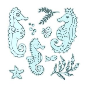 Sea Horses Juego de troqueles y sellos de pez de caracola