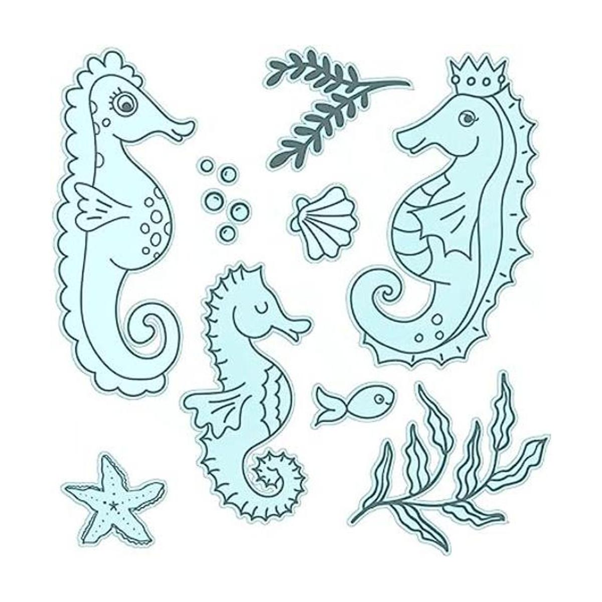 Sea Horses Juego de troqueles y sellos de pez de caracola