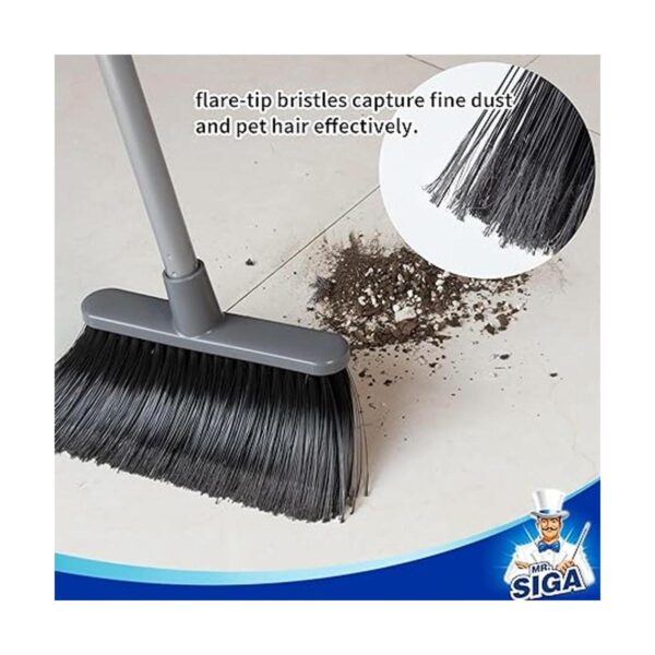 MR.SIGA Broom and Dustpan Set with Long Handle Upright