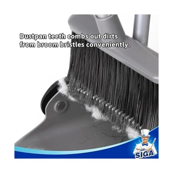 MR.SIGA Broom and Dustpan Set with Long Handle Upright