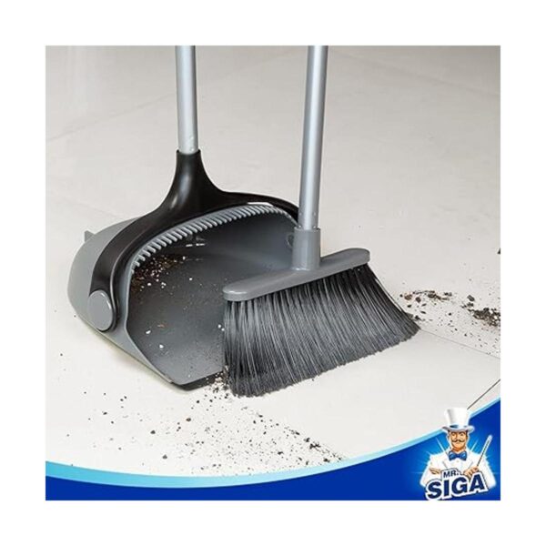 MR.SIGA Broom and Dustpan Set with Long Handle Upright