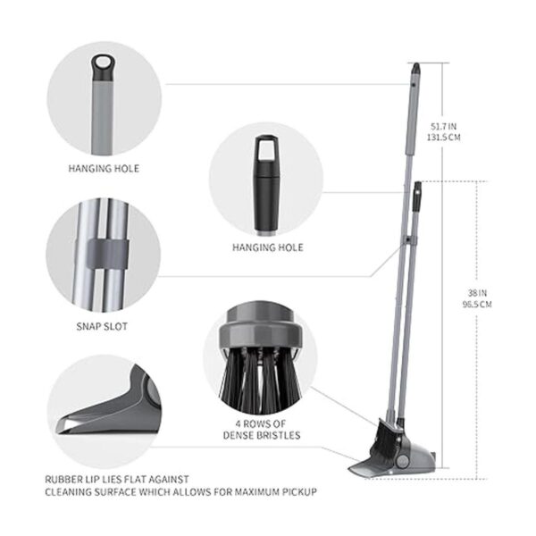 MR.SIGA Broom and Dustpan Set with Long Handle Upright