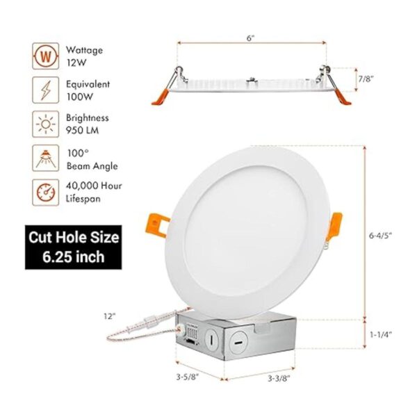 PROCURU Paquete de 4 luces LED de 6 pulgadas 2700K6000K de_2