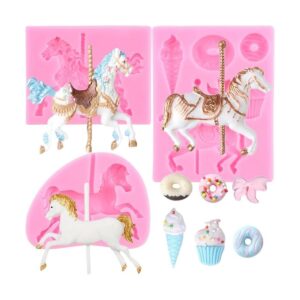 Mujiang Carousel Molde de silicona para fondant de_1