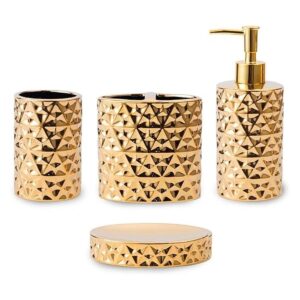 Juego de accesorios de baño dorados de 4 piezas para_1