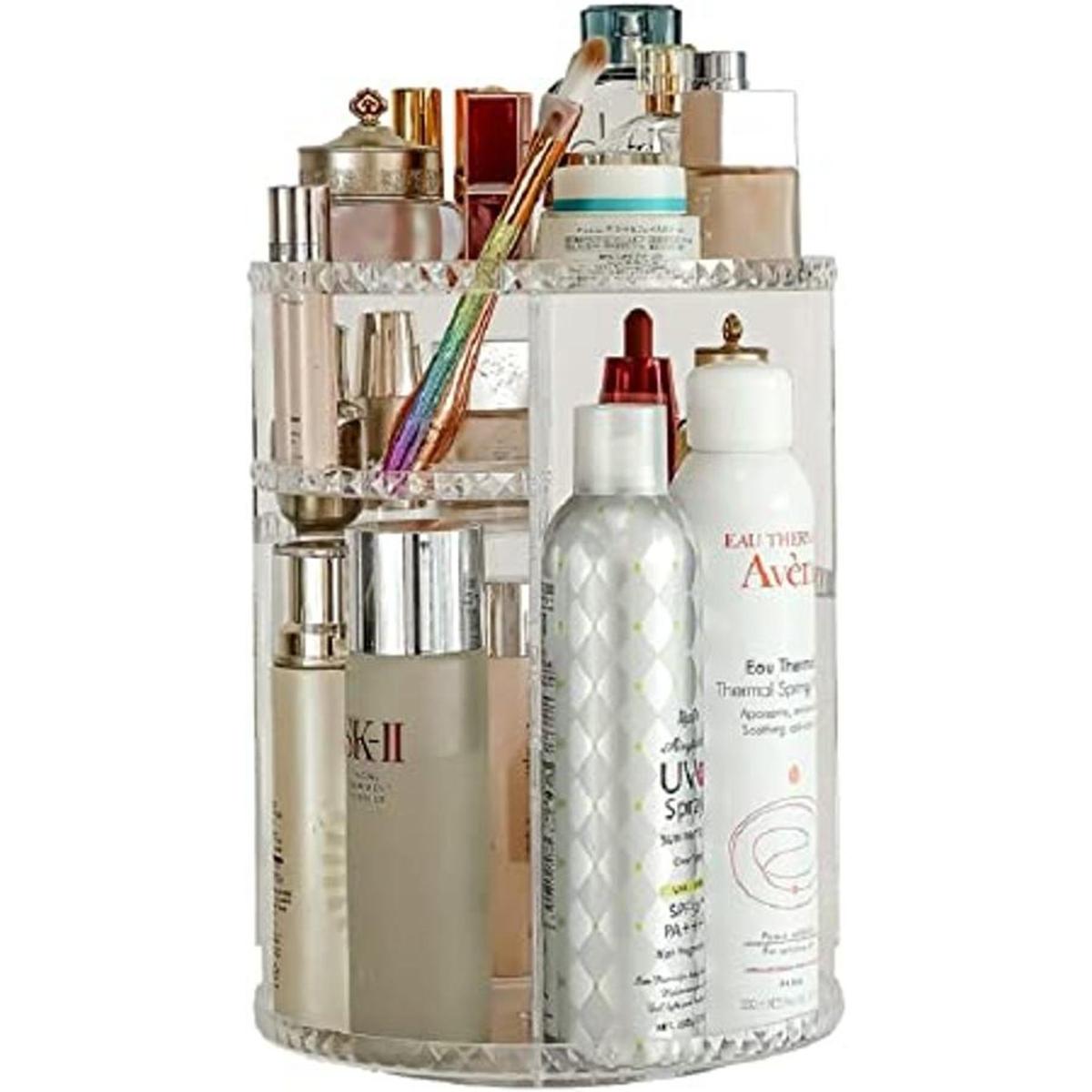 REQO Organizador de maquillaje giratorio de acrílico de