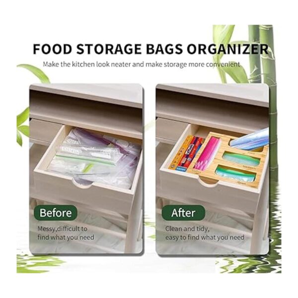 Organizador de bolsas de bambú Ziplock para cajón de_3