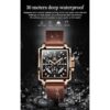 OLEVS Relojes cuadrados para hombres de cuero marrón_5