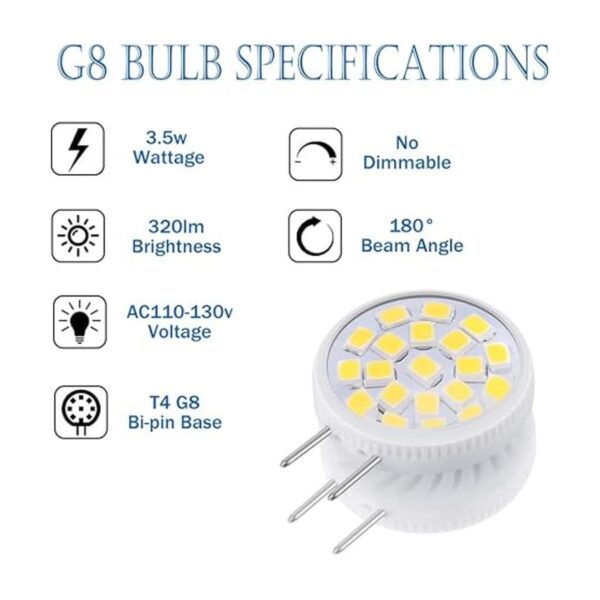 Bombilla LED G8 de 35 W equivalente a bombilla halógena_2