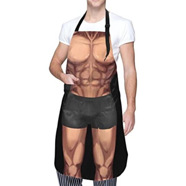Perinsto Muscle Man Delantal impermeable con 2 bolsillos_1