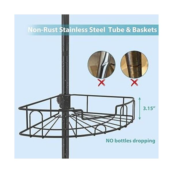 Organizador de ducha tensora de acero inoxidable poste de