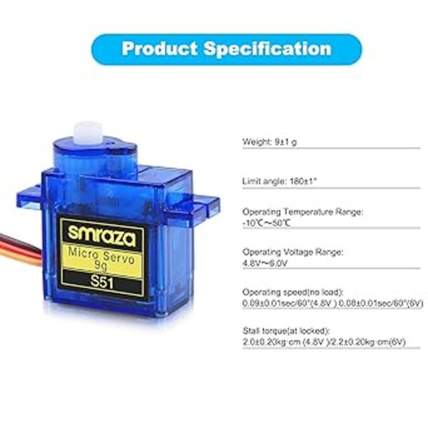 Smraza Kit de 4 piezas SG90 9G Micro Servo Metal Geared_3