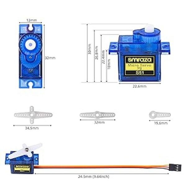 Smraza Kit de 4 piezas SG90 9G Micro Servo Metal Geared_5