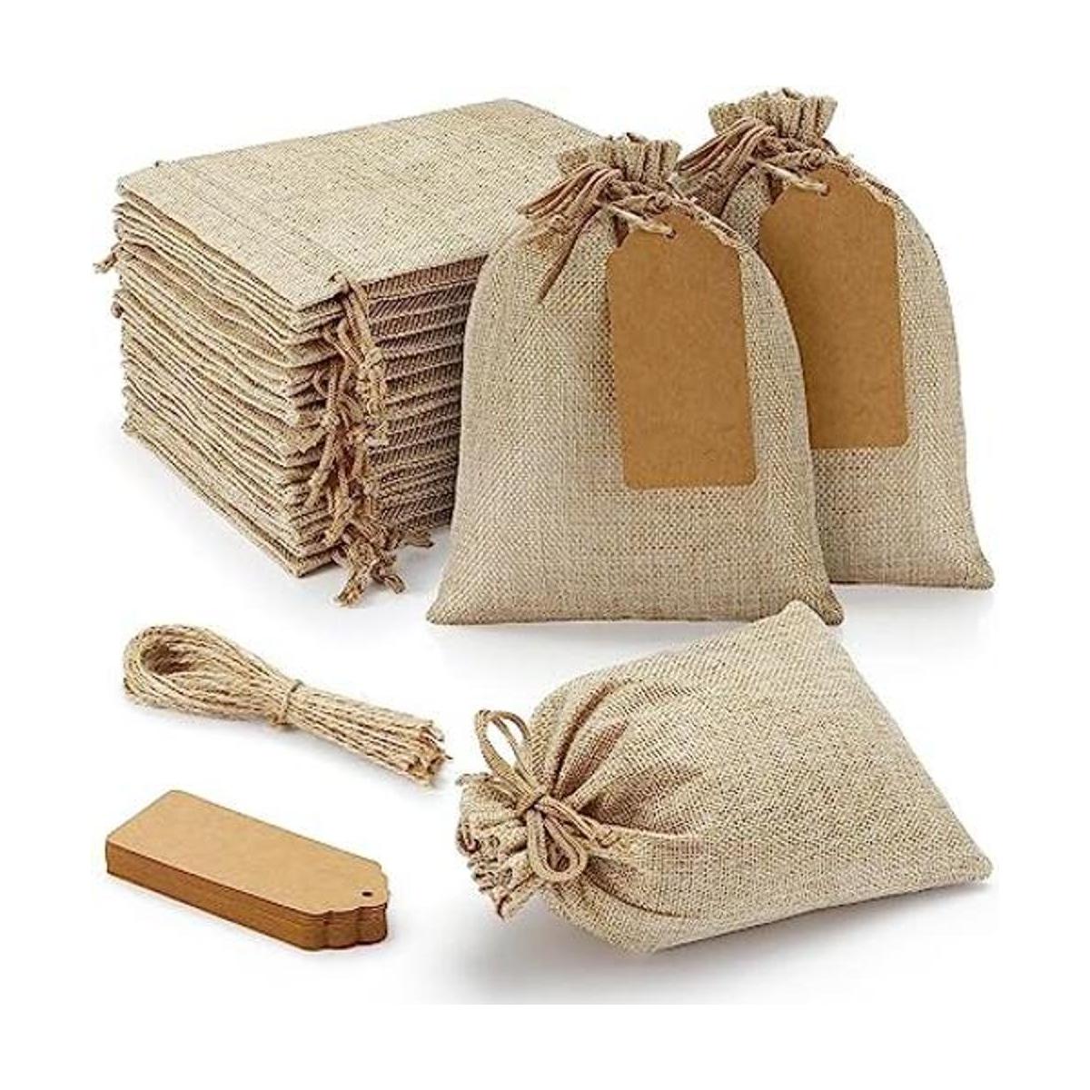 25 bolsas de regalo de arpillera con cordón bolsas de