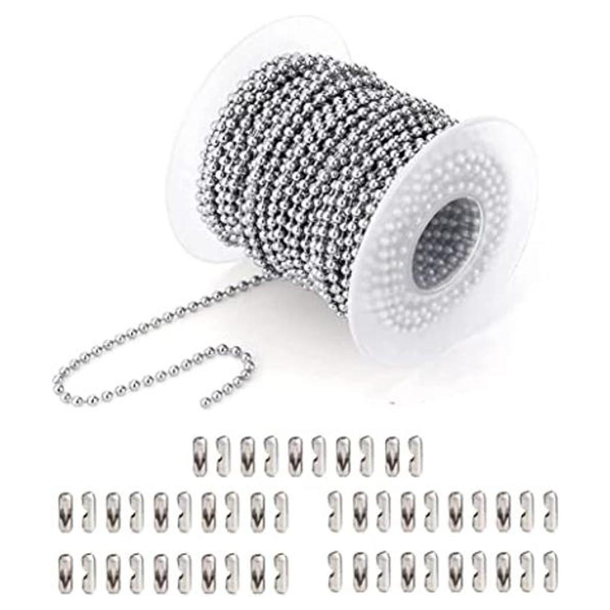 Wayilea Cadena de bolas de acero inoxidable de 36 pies