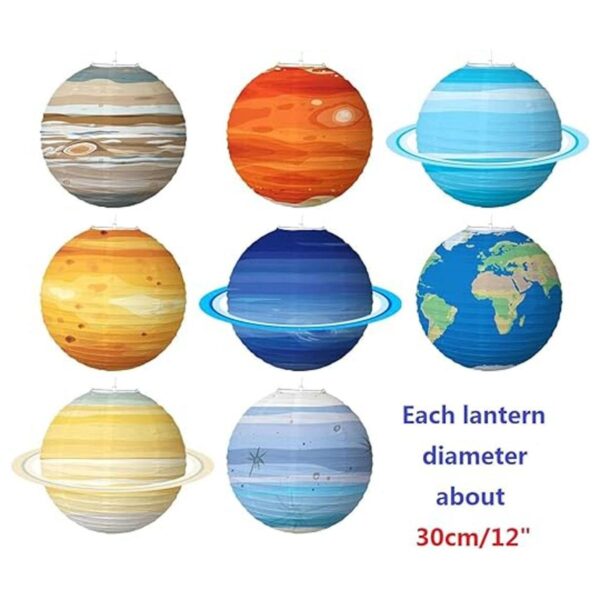 8 linternas de planetas de papel 3D de gran tamaño para