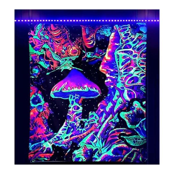 Addwel Tapiz de hongos de luz negra tapiz vertical Trippy_1