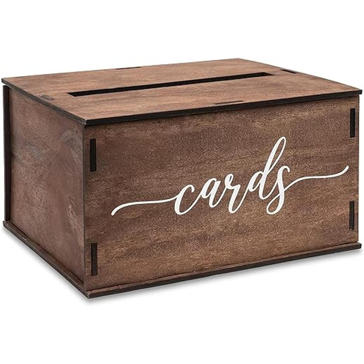 Caja de madera para tarjetas de boda con ranura