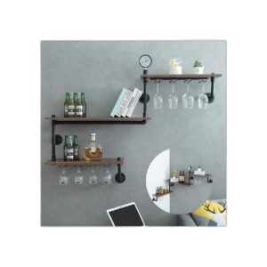 MAIKAILUN Estantería para vino en la pared de 3 niveles