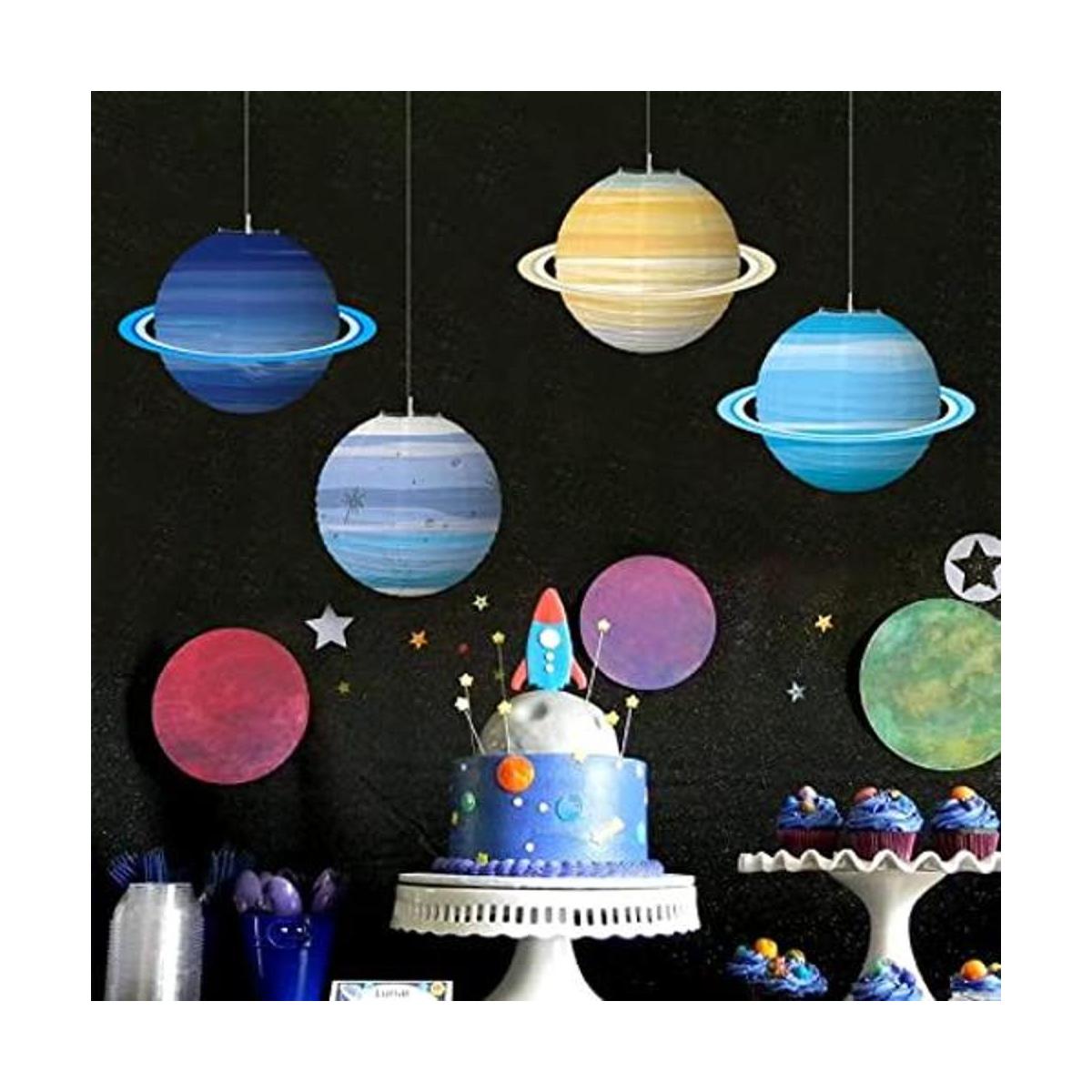 8 linternas de planetas de papel 3D de gran tamaño para