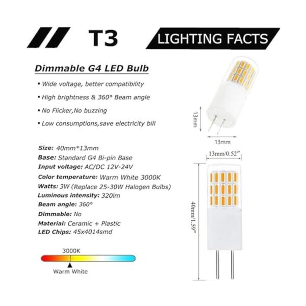 Bombillas LED G4 de 3 W regulables CACC 12 V24 V_2