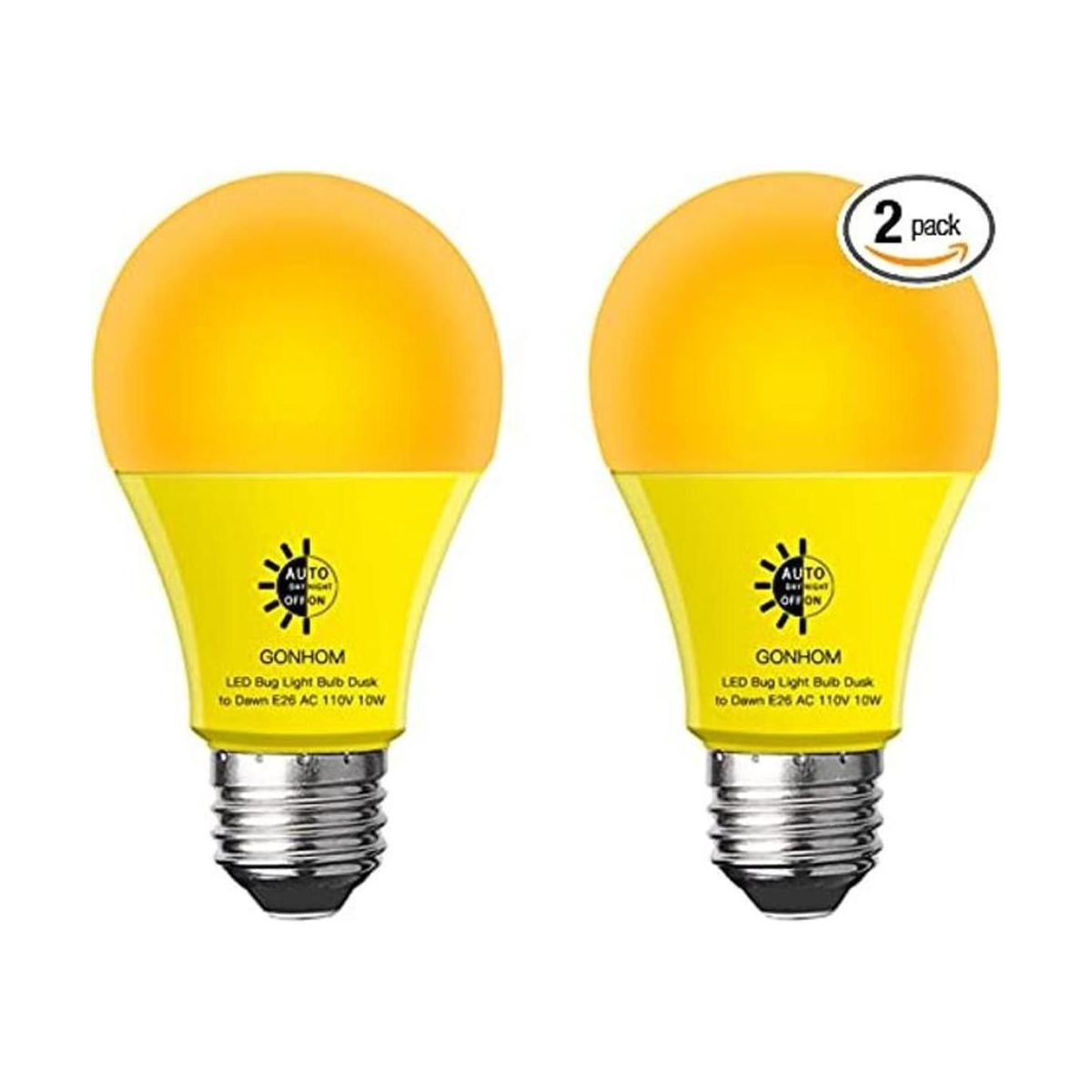 GONHOM A19 Bombillas LED amarillas para insectos del