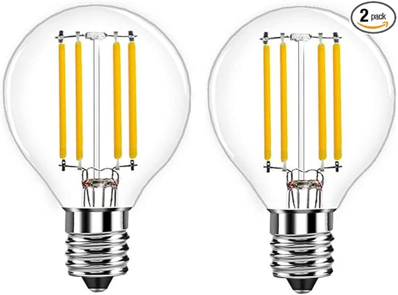 Paquete de 2 bombillas LED E17 S11 base intermedia E17 de