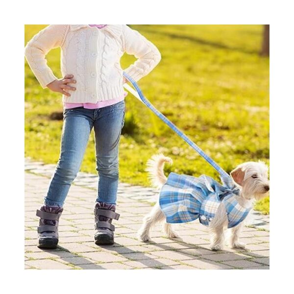 4 piezas de vestido a cuadros para perro arnés con_6