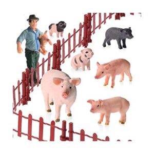 Juego de 17 figuras realistas de cerdo de granja con_1