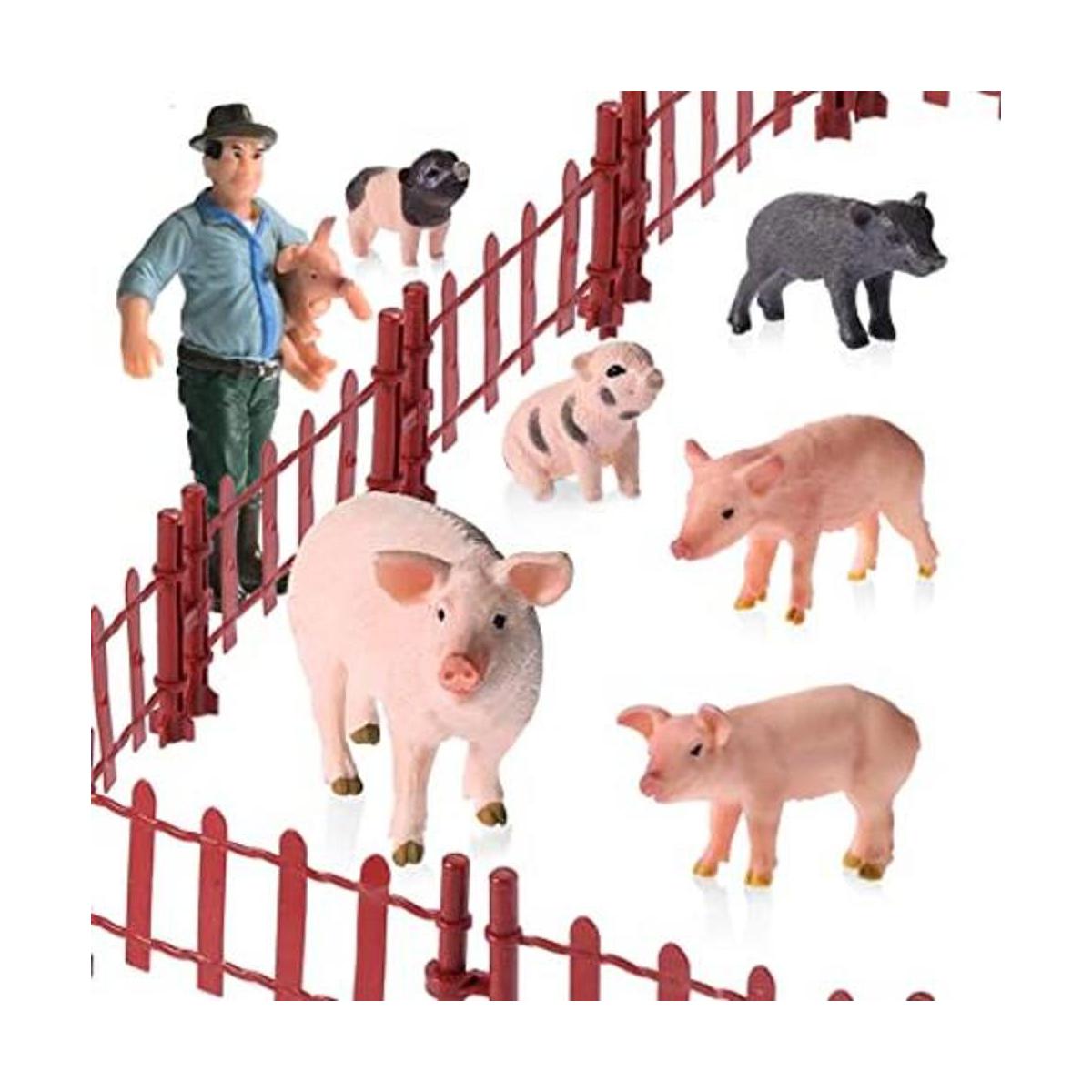 Juego de 17 figuras realistas de cerdo de granja con