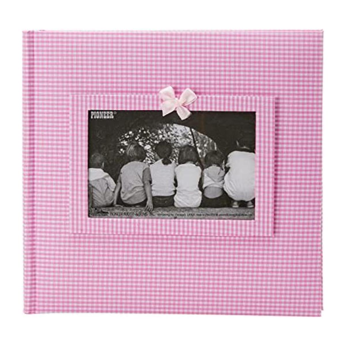 álbum de fotos con cubierta de tela de guinga con