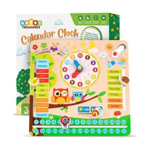 woody treasures Reloj Montessori de juguetes de madera_1
