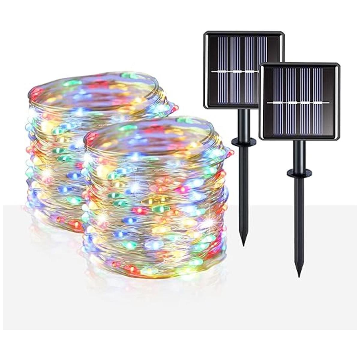 suddus Paquete de 2 tiras de luces solares de 33 pies